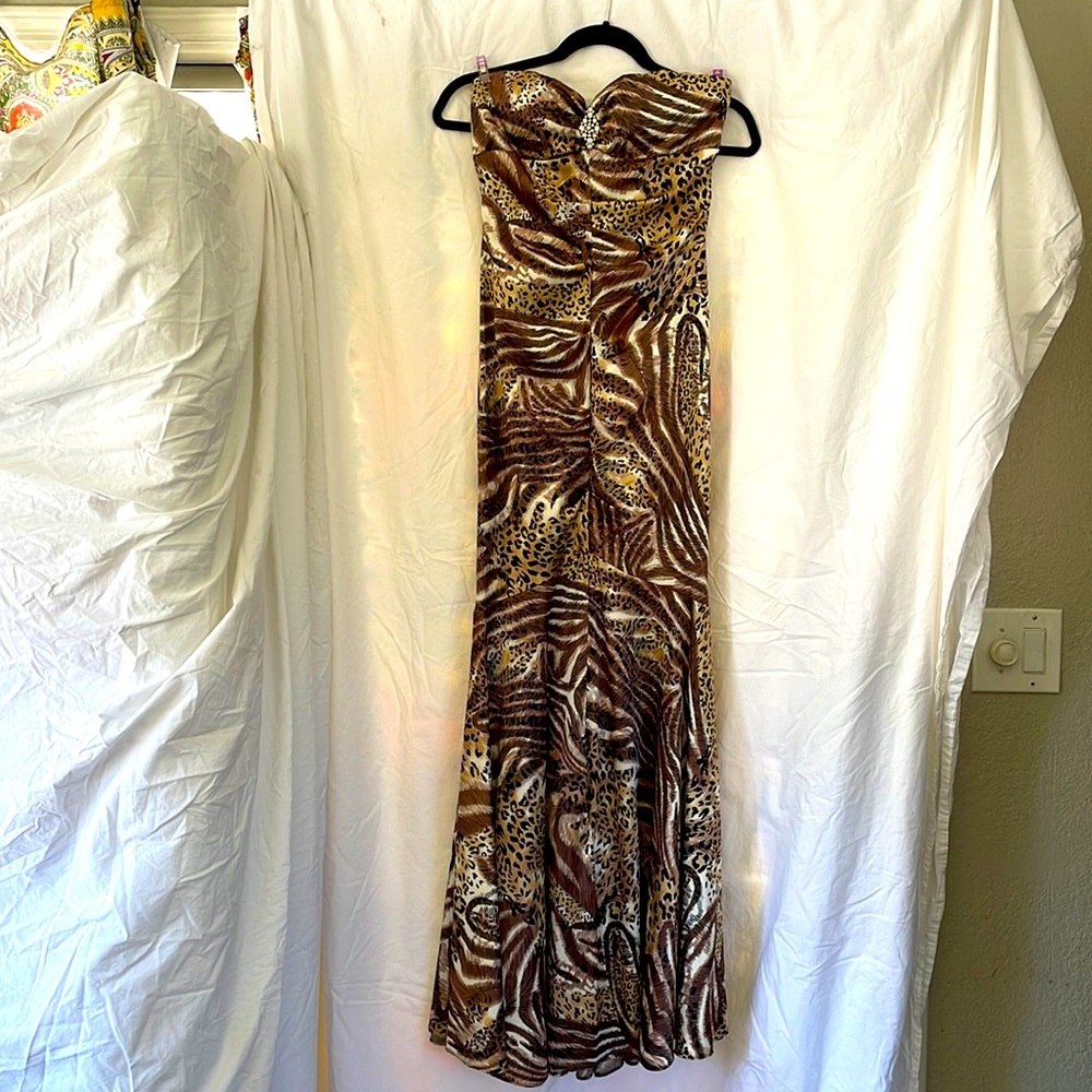 Animal print strapless sexy mermaid dress